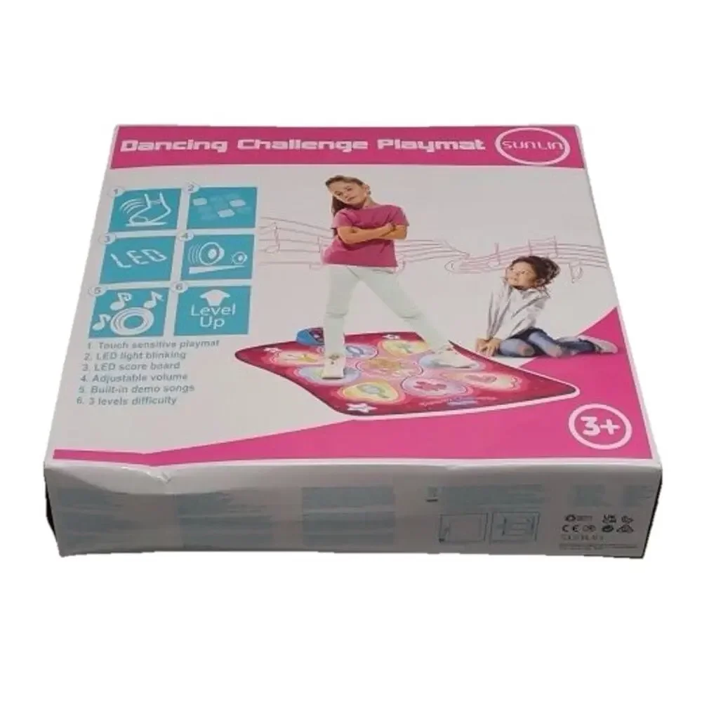 SUNLIN Dance Mat Rhythm Step Play Mat LED Music Kids Pink NIB 35”x36”